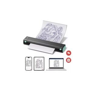 Phomemo M08F Wireless Bluetooth Thermal‎ Printer & Tattoo Stencil, Black & Green